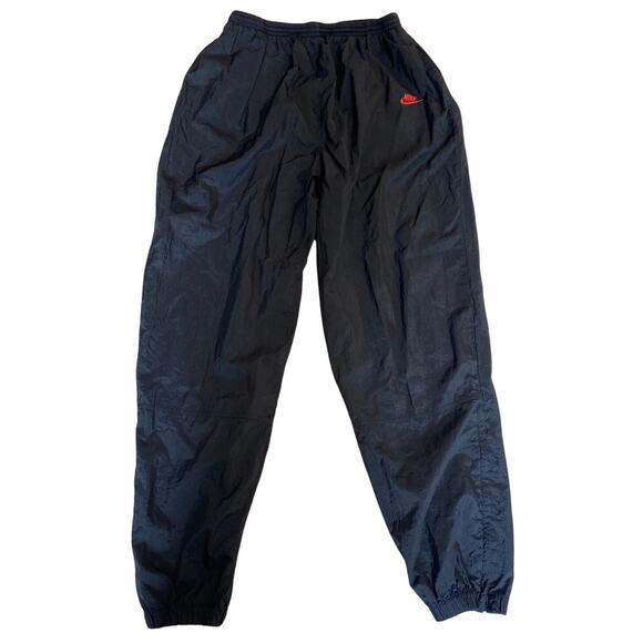 Vintage 90s Nike Men Size XL Windbreaker Pants Jogger Black Red Swoosh - Picture 1 of 10